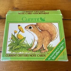 Vtg Current Critters Woodland Friends Note Card Fox Turtle Frog Bunny Mouse 1983